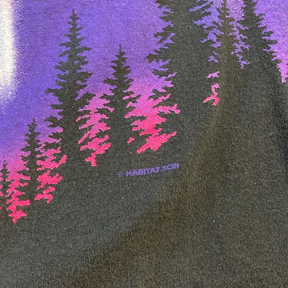 Vintage Habitat T-shirt Howling Wild Pink Purple Night Sky Large Shirt L 90s - Picture 3 of 11